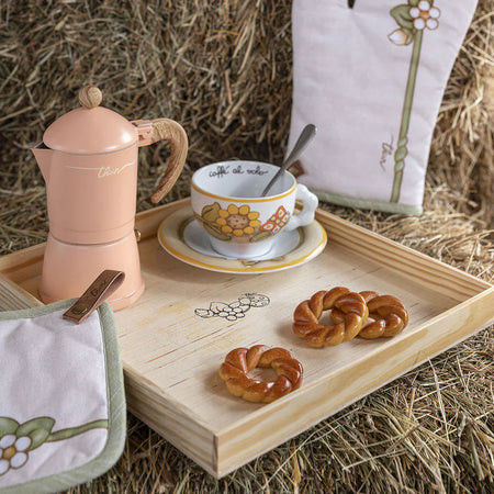 THUN® Set Vassoio con Guantone + Grembiule + Presina Country Bloom Beige 2504S40