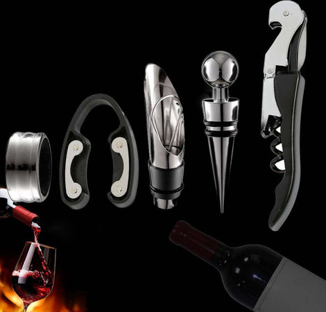 SET VINO GOURMET SOMMELIER 5 PZ TAPPO TAGLIERINO ANELLO VERSATORE VINI CAVATAPPI Casa e cucina/Utensili da cucina/Accessori vino e bar/Cavatappi Trade Shop italia - Napoli, Commerciovirtuoso.it