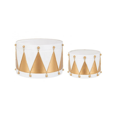 Tamburi natalizi decorativi "Deryck" in metallo decorazione per interno ed esterno set da 2