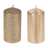 Candela cilindrica decorata Oro 2 Assortimenti decorazione natalizia h 14 cm