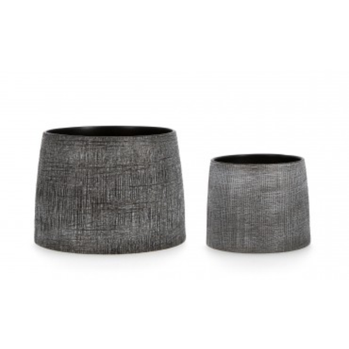 SET2 Vaso papyrus per uso interno grigio scuro in ceramica