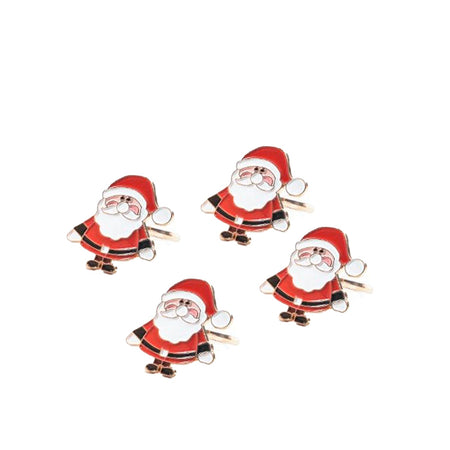 Portatovaglioli natalizi in metallo Babbo Ø 5 cm set da 4