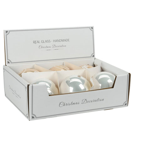 Palline per albero di Natale in vetro decorate color bianco con albero