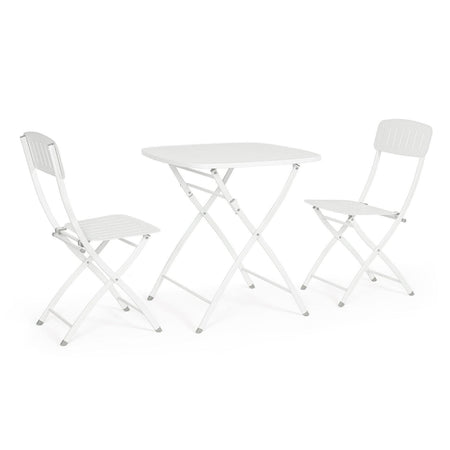 Set tavolo con 2 sedie "Bistrot" in acciaio verniciato per esterno
