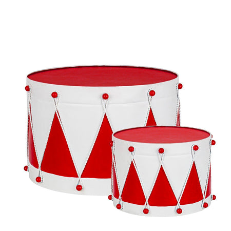 Tamburi natalizi decorativi "Deryck" in metallo decorazione per interno ed esterno set da 2