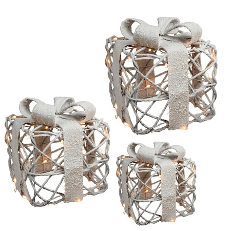 Pacchi regalo natalizi con LED luminosi, decorazione natalizia set da 3