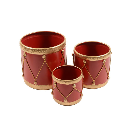 Ceste in metallo con rifiniture in oro per decorazione natalizia set da 3