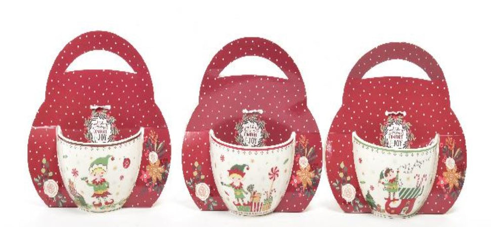 Tazza di natale con elfo natalizio in porcellana 340 ml per decorazione natalizia