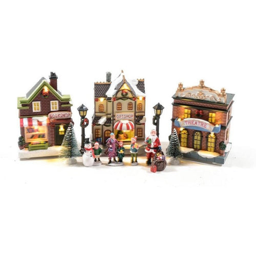 Edifici per Villaggio di Natale con luce Led per decorazioni natalizie set da 3