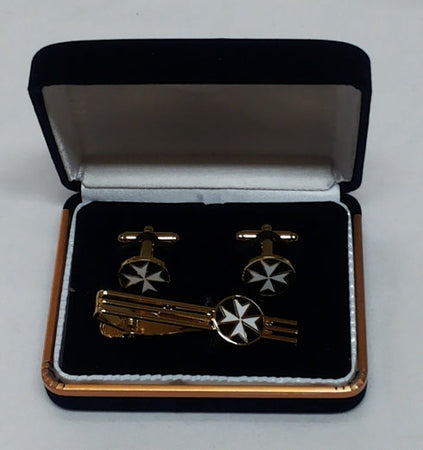 Set gemelli + fermacravatta Malta nero