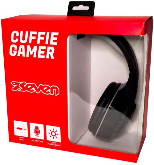 Seven Cuffie Gamer Nere Cuffie on Ear in Abs 2 Ohm Cuffie Da Gaming Con Microfono Sensibilità -42 Db +/- 3 Db