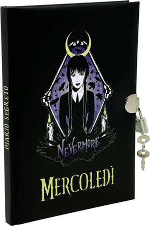 Seven Diario Segreto Mercoledi Wednesday Addams - Diario Segreto Con Lucchetto, 15x21cm Cancelleria e prodotti per ufficio/Scuola e materiale didattico/Materiale scolastico/Diari dell'amicizia Cartoleria Deja Vu - Crotone, Commerciovirtuoso.it