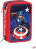 Seven-Marvel-Avengers-Capitan-America---Astuccio-Triplo-Riempito-Per-La-Scuola-O-Tempo-Libero,-3-Zip,-44-Accessori-Scuola