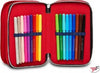 Seven-Marvel-Avengers-Capitan-America---Astuccio-Triplo-Riempito-Per-La-Scuola-O-Tempo-Libero,-3-Zip,-44-Accessori-Scuola