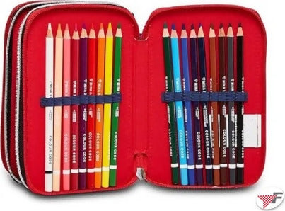 Seven-Marvel-Avengers-Capitan-America---Astuccio-Triplo-Riempito-Per-La-Scuola-O-Tempo-Libero,-3-Zip,-44-Accessori-Scuola