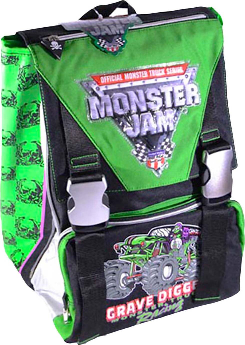 Seven Monster Jam Zaino Scuola Estensibile Verde Nero Spallacci