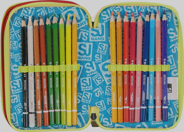 Seven-Sj-Gang-Funnygoal-Astuccio-Scuola-3-Zip-Completo-42-Pezzi