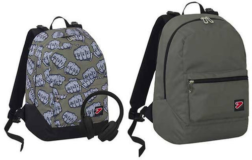 Seven Zaino Reversibile Knock Zaino Cartella per Scuola E Tempo Libero Con Cuffie Wireless Zaino Double Face 2 in 1 Verde Dusty Olive
