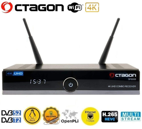 OCTAGON SF8008 4K UHD Combo DVB-S2X+DVB-T2/C Multistream T2MI Wifi Enigma 2