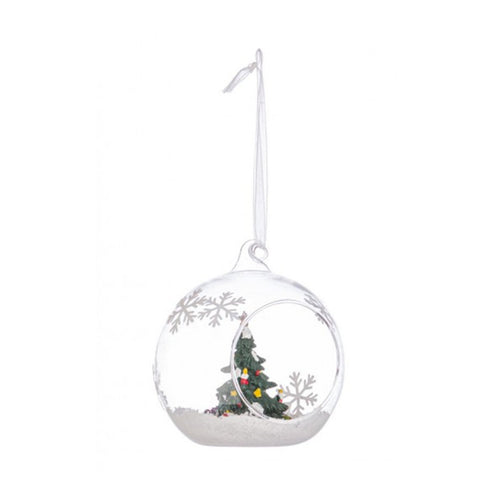 Sfera natalizia in vetro con miniatura pino all'interno per decorazioni natalizie