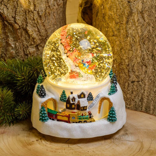 Sfera natalizia con glitter led in plastica con Babbo Natale e renne decorazione per interno h 18,5 cm Casa e cucina/Decorazioni per interni/Addobbi e decorazioni per ricorrenze/Decorazioni natalizie/Neve artificiale MagiediNatale.it - Altamura, Commerciovirtuoso.it
