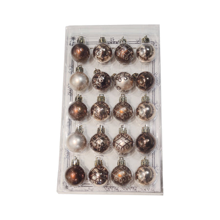 Palline per albero di Natale Bronzo e Marrone lucide, opache, glitterate da Ø 3 cm 20 sfere