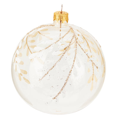Palline per albero di Natale in vetro decorate con rami glitter Ø 10 cm