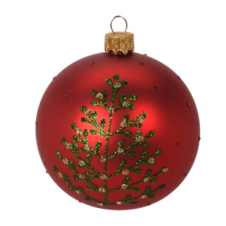 Palline per albero di Natale in vetro decorate con glitter color Rosso