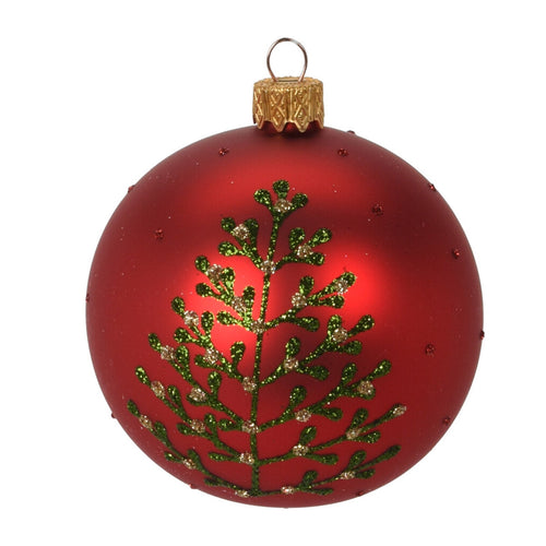 Palline per albero di Natale in vetro decorate con glitter color Rosso
