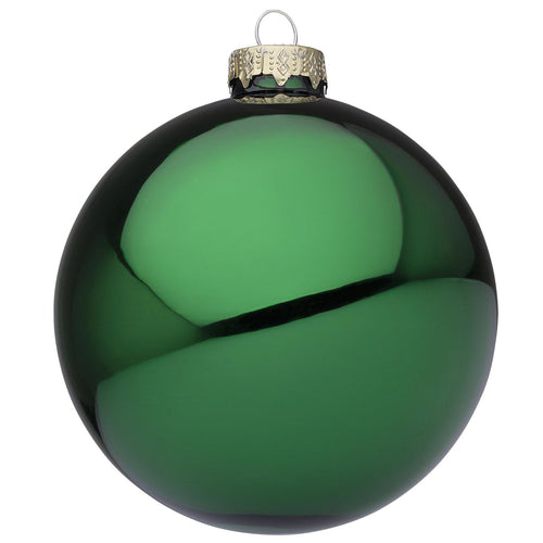 Palline per albero di Natale in vetro decorate color Verde Allegro Lucido