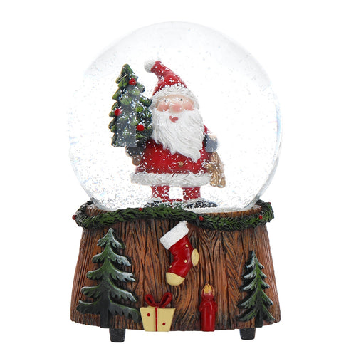 Sfera di vetro Babbo Natale con acqua e neve decorazione natalizia h 14,5 cm