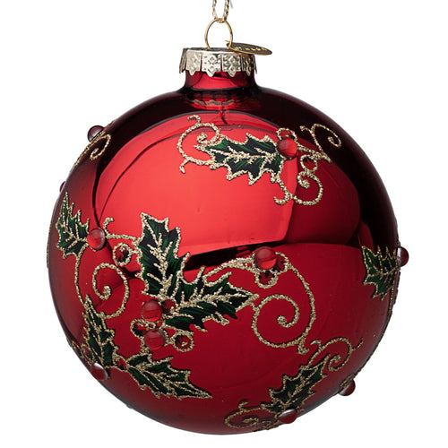 Palline per albero di Natale in vetro decorate color Zaida Rosso