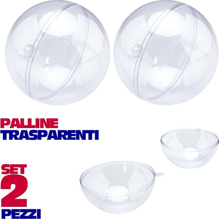 SFERE NATALIZIE PALLINE TRASPARENTI APRIBILI DA RIEMPIRE DECORAZIONE NATALE 2PZ 8CM  Trade Shop italia - Napoli, Commerciovirtuoso.it