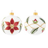 Palline per albero di Natale in vetro decorate colore bianco con glitter Ø 8 cm