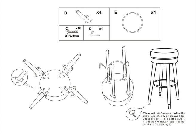 Sgabello-Bar-Paris-Blu/Silver-Cm-Ø-35X74