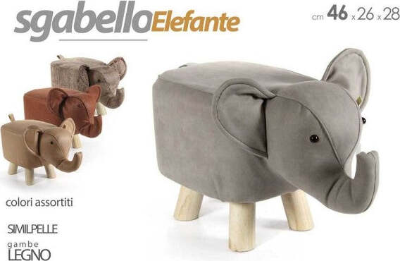 Sgabello-Elefante-Pouf-Poggiapiedi-Bambini-Imbottito-Piedi-Legno-46x26x28cm-808685