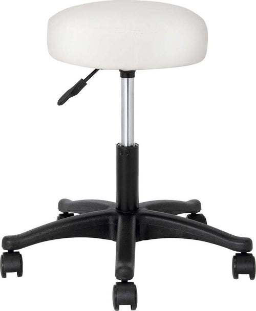 Sgabello-Estetista-Girevole-Seduta-Imbottita-10cm-Ecopelle-Salone-Studio-Bianco