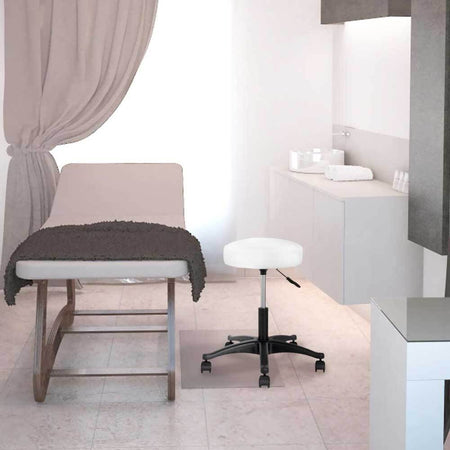 Sgabello-Estetista-Girevole-Seduta-Imbottita-10cm-Ecopelle-Salone-Studio-Bianco