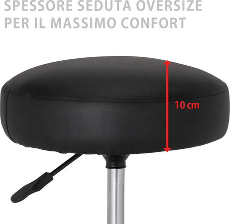 Sgabello-Estetista-Girevole-Seduta-Imbottita-10cm-in-Ecopelle-Salone-Studio-Nero
