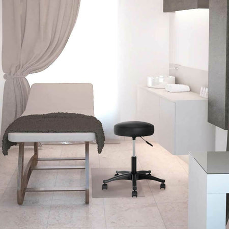 Sgabello-Estetista-Girevole-Seduta-Imbottita-10cm-in-Ecopelle-Salone-Studio-Nero