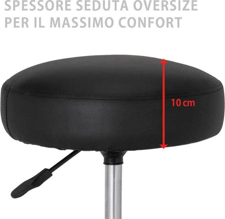 Sgabello-Estetista-Girevole-Seduta-Imbottita-10cm-in-Ecopelle-Salone-Studio-Nero