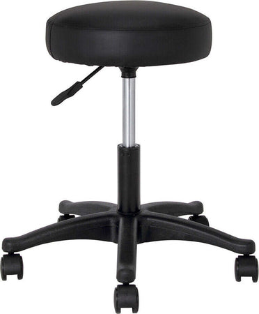Sgabello-Estetista-Girevole-Seduta-Imbottita-10cm-in-Ecopelle-Salone-Studio-Nero