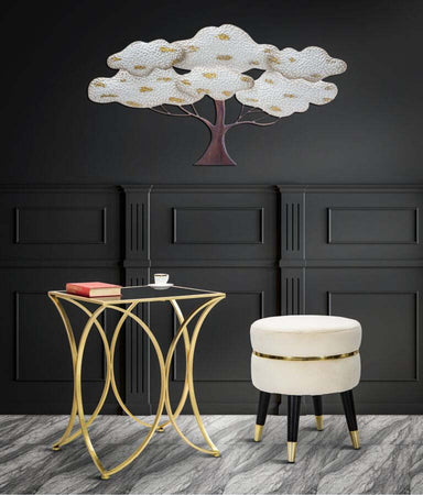 Sgabello-Paris-Crema/Gold-Cm-Ø-35X40,5