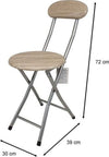 Sgabello-Pieghevole-In-Legno-Scuro-E-Metallo-Con-Appoggio-Schienale-Campeggio