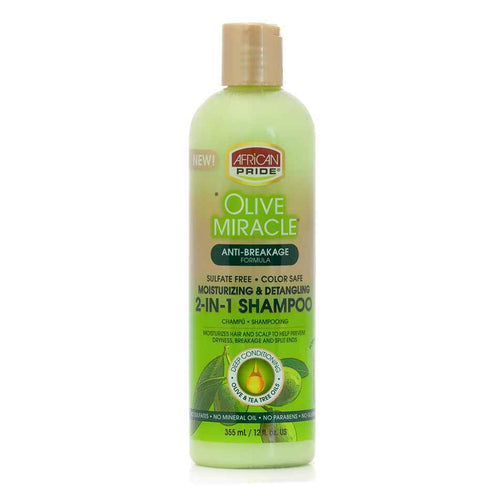 AFRICAN PRIDE OLIVE MIRACLE 2 IN 1 SHAMPOO 355ML PER CAPELLI .
