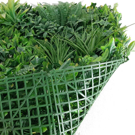 Siepe artificiale per parete sempreverde verticale "Giungla" da intero ed esterno 1 x 1 mt