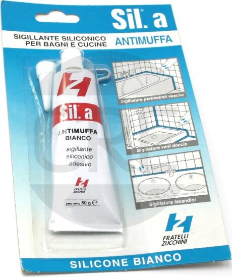 Sil.a-Antimuffa,-Sigillante-Siliconico-Bagni-e-Cucine,-Bianco,-50g,-Fratelli-Zucchini