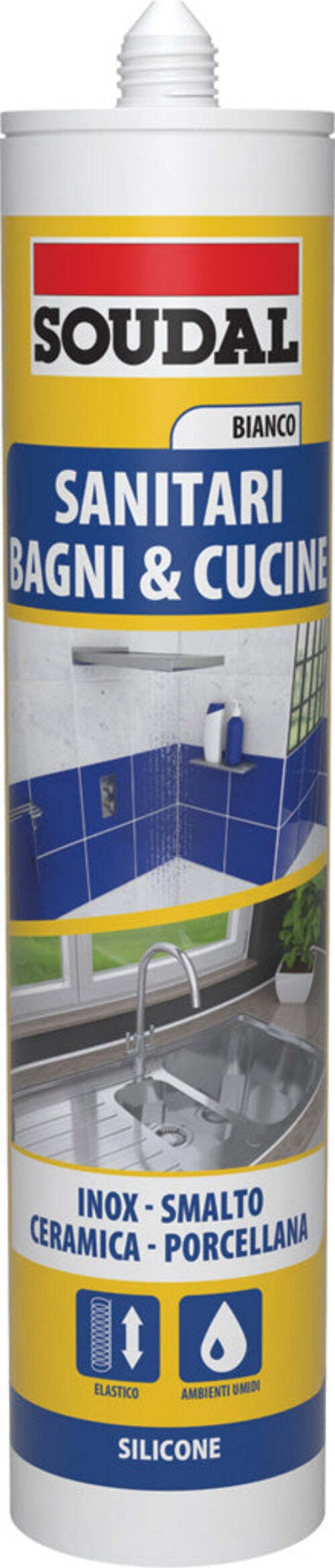 SILICONE ACETICO SANITARI BAGNI E CUCINE SUODAL DA 300 ML BIANCO