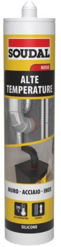 SILICONE ALTE TEMPERATURE SOUDAL DA 310 ML COLORE ROSSO PER MURO ACCIAIO E INOX