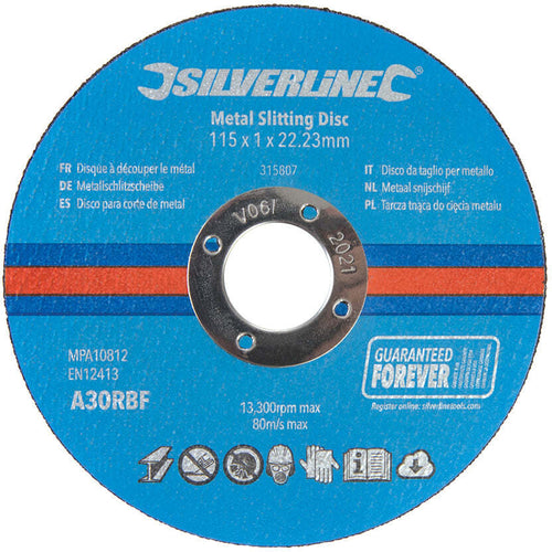 Silverline - Dischi Da Taglio Per Smerigliatrice Conf. 10 P.zi 115 X 1 X 22,23 Mm Per Metallo